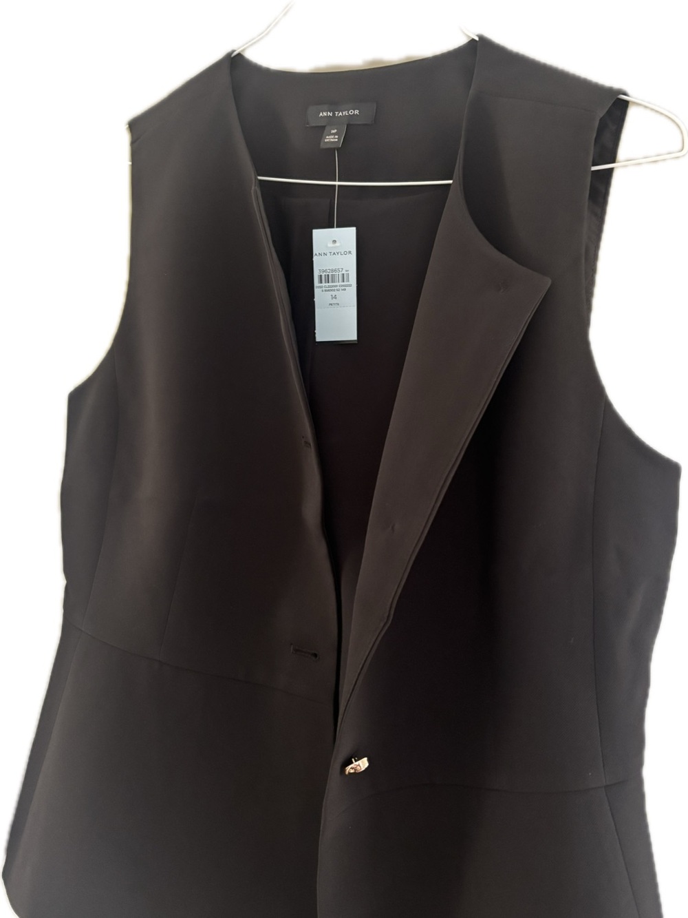 Ann Taylor Black Sleeveless Tailored Blazer Vest